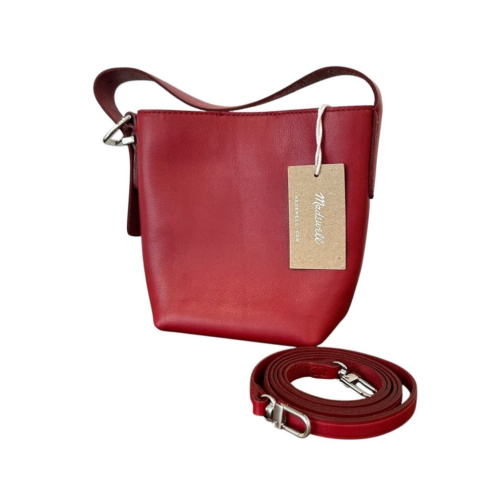 Madewell The Essential Micro Bucket Tote in Bright Ember Red